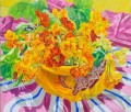 flowers in pot on cloth JF realism still life
